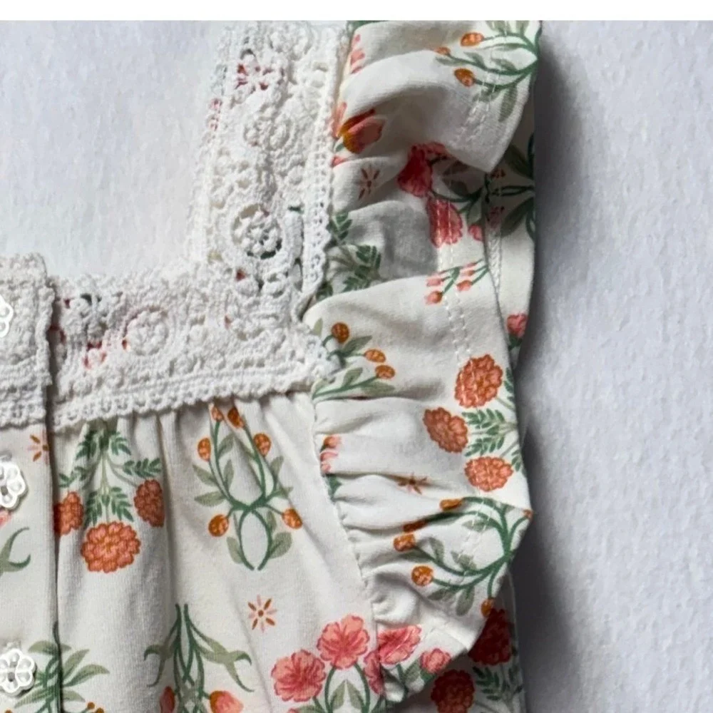 Haute Hippie Kids 2T Floral 3pc Set Top Shorts Bag Coral Lace NEW with 3‎ bows